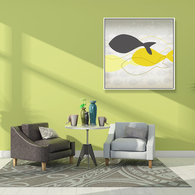 Textured Great Cetacean Painting Canvas Children's Art Wall Decor for Kids Bedroom Yellow Design 1 Clearhalo 'Art Gallery' 'Canvas Art' 'Kids' Arts' 1695431