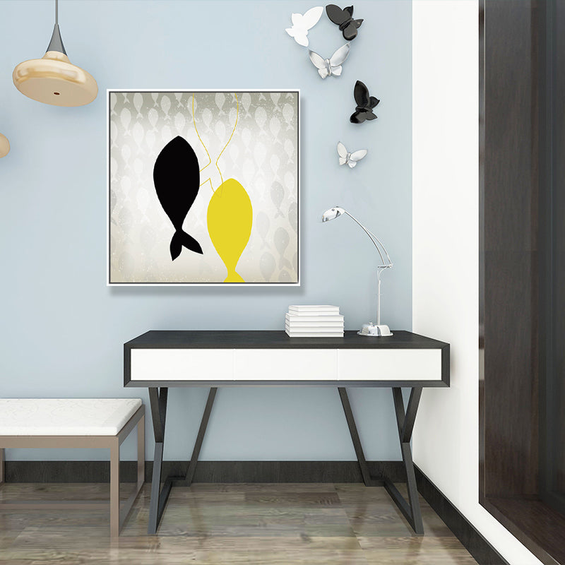 Textured Great Cetacean Painting Canvas Children's Art Wall Decor for Kids Bedroom Yellow Design 2 Clearhalo 'Art Gallery' 'Canvas Art' 'Kids' Arts' 1695437