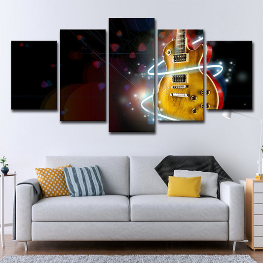 Digital Print Guitar Wall Art Yellow and Black Modernism Canvas for Boys Bedroom Black Clearhalo 'Art Gallery' 'Canvas Art' 'Contemporary Art Gallery' 'Modern' Arts' 1695452