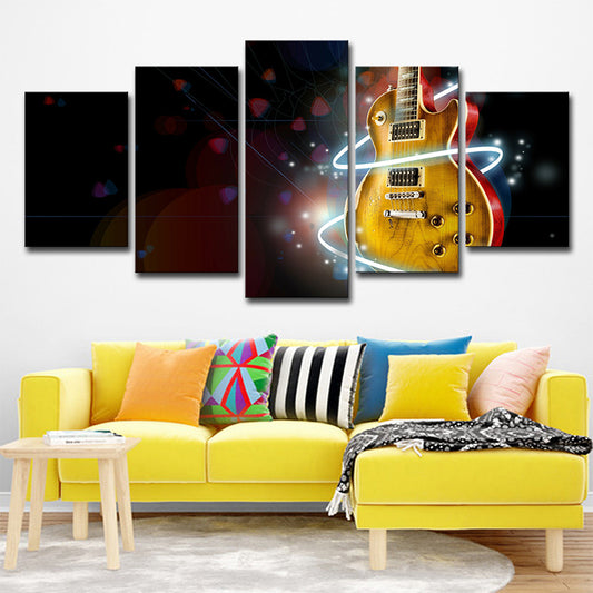 Digital Print Guitar Wall Art Yellow and Black Modernism Canvas for Boys Bedroom Clearhalo 'Art Gallery' 'Canvas Art' 'Contemporary Art Gallery' 'Modern' Arts' 1695454