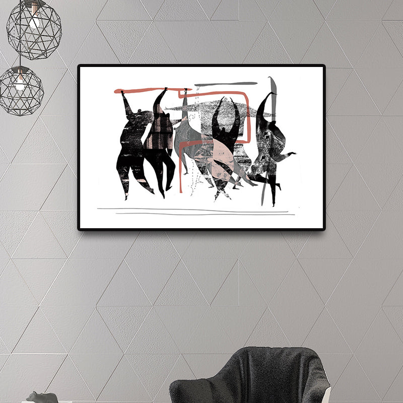 Soft Color Abstract Pattern Canvas Decorative Nordic for Great Room Wall Art Print Black Clearhalo 'Arts' 'Canvas Art' 1695519