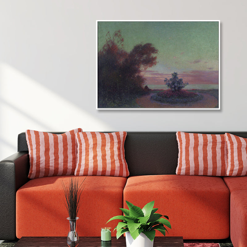 Rural Night Scenery Painting Print Canvas Textured Dark Color Wall Art Decor for Home Clearhalo 'Art Gallery' 'Canvas Art' 'Country Art Gallery' 'French Country' 'Rustic' Arts' 1695528