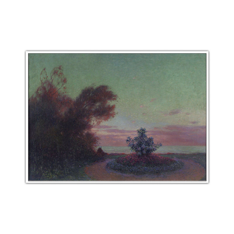 Rural Night Scenery Painting Print Canvas Textured Dark Color Wall Art Decor for Home Clearhalo 'Art Gallery' 'Canvas Art' 'Country Art Gallery' 'French Country' 'Rustic' Arts' 1695529