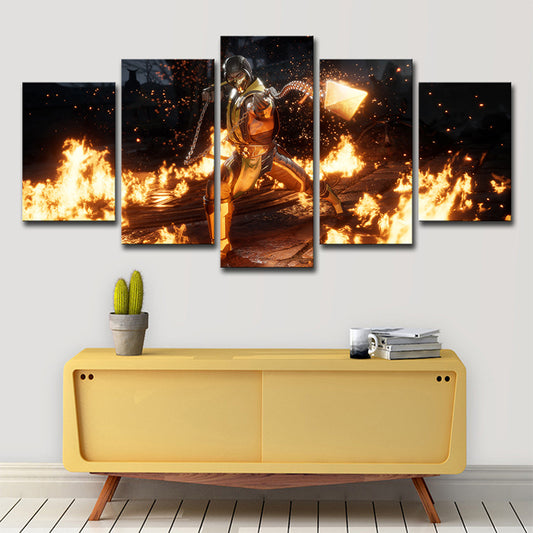 Cool Warrior Canvas Wall Art Boys Bedroom Fantasy Wall Decor in Yellow and Black Yellow Clearhalo 'Art Gallery' 'Canvas Art' 'Kids' Arts' 1695565
