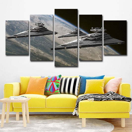 Space Fighter Jets Art Print Fictional Multi-Piece Boys Bedroom Wall Decor in Grey Grey Clearhalo 'Art Gallery' 'Canvas Art' 'Kids' Arts' 1695600