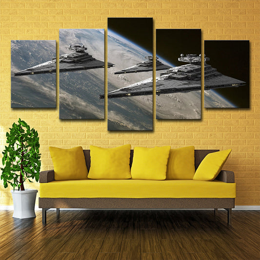 Space Fighter Jets Art Print Fictional Multi-Piece Boys Bedroom Wall Decor in Grey Clearhalo 'Art Gallery' 'Canvas Art' 'Kids' Arts' 1695602