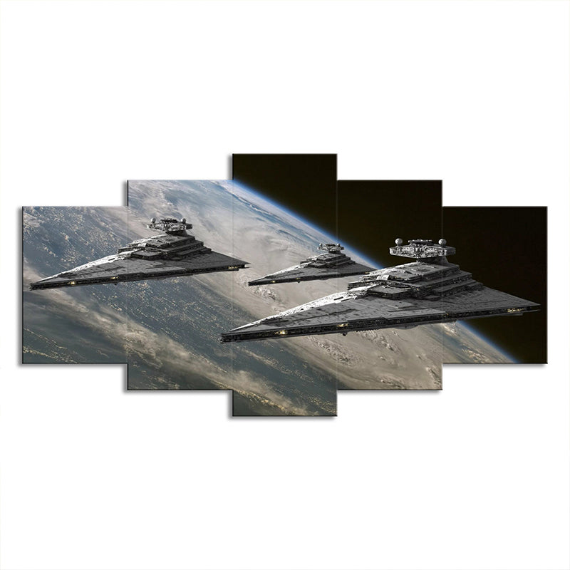 Space Fighter Jets Art Print Fictional Multi-Piece Boys Bedroom Wall Decor in Grey Clearhalo 'Art Gallery' 'Canvas Art' 'Kids' Arts' 1695603