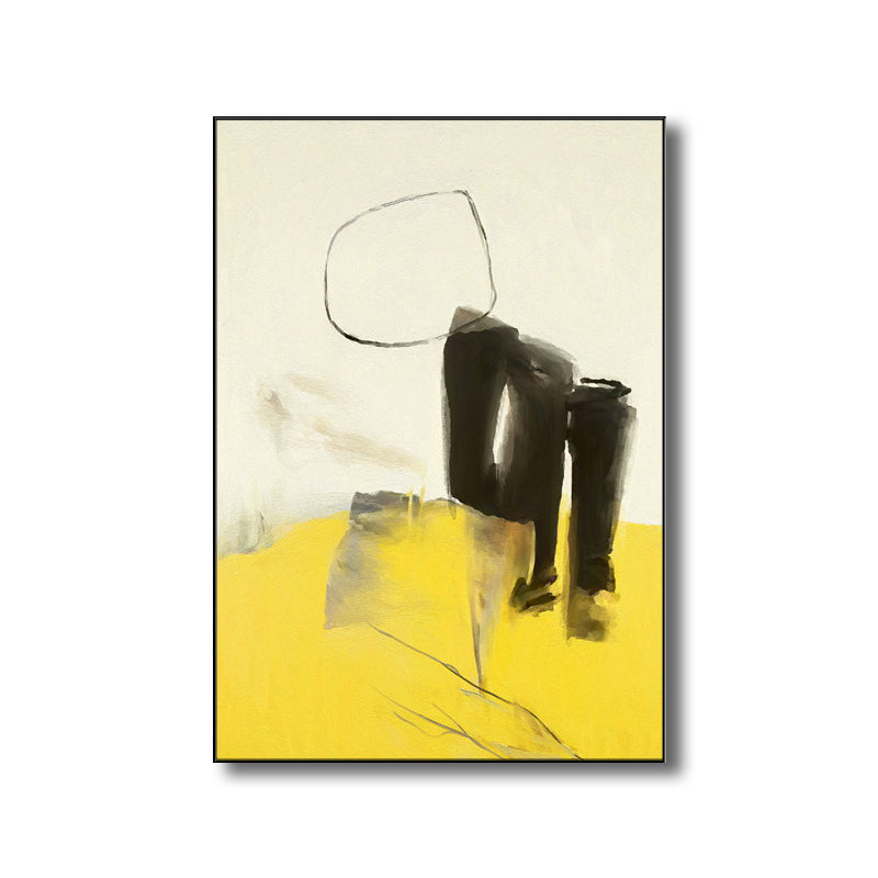 Contemporary Style Abstract Pattern Art Yellow Textured Wall Decor for Dining Room Clearhalo 'Art Gallery' 'Canvas Art' 'Contemporary Art Gallery' 'Modern' Arts' 1695637