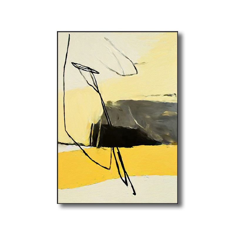 Contemporary Style Abstract Pattern Art Yellow Textured Wall Decor for Dining Room Clearhalo 'Art Gallery' 'Canvas Art' 'Contemporary Art Gallery' 'Modern' Arts' 1695644