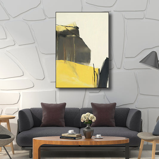 Contemporary Style Abstract Pattern Art Yellow Textured Wall Decor for Dining Room Clearhalo 'Art Gallery' 'Canvas Art' 'Contemporary Art Gallery' 'Modern' Arts' 1695647