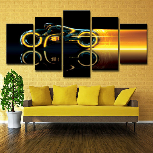 Black Steel Motorbike Wall Decor Abstract Modern Multi-Piece Canvas Wall Art for Room Black Clearhalo 'Art Gallery' 'Canvas Art' 'Contemporary Art Gallery' 'Modern' Arts' 1695663