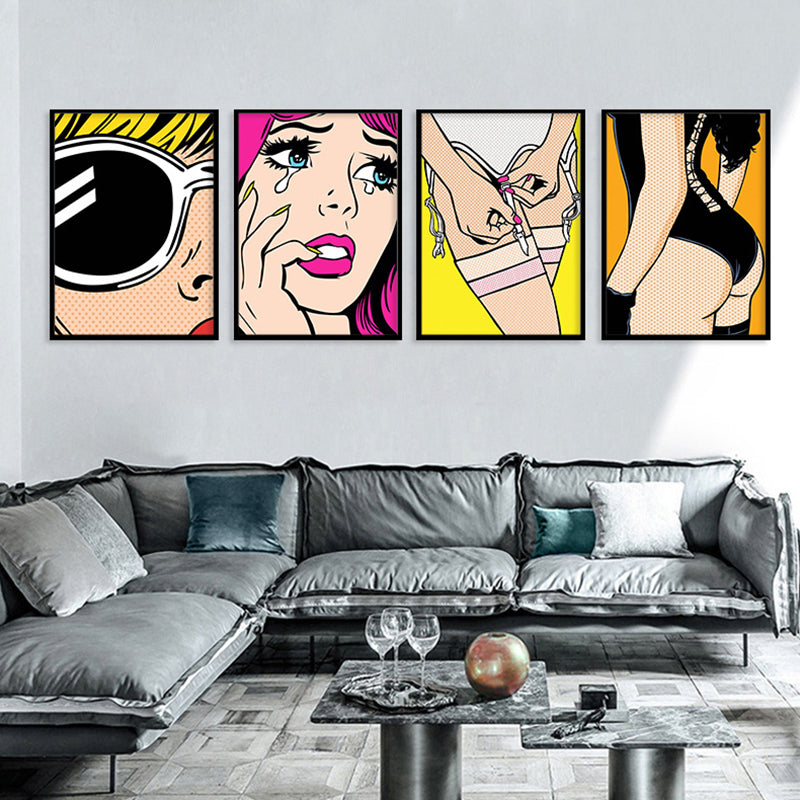 Contemporary Lady Wall Art for Parlor Canvas in Light Color, Multiple Size Available Clearhalo 'Art Gallery' 'Canvas Art' 'Contemporary Art Gallery' 'Modern' Arts' 1695702