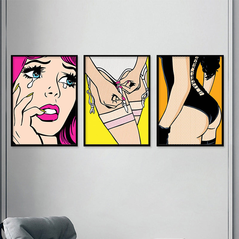 Contemporary Lady Wall Art for Parlor Canvas in Light Color, Multiple Size Available Clearhalo 'Art Gallery' 'Canvas Art' 'Contemporary Art Gallery' 'Modern' Arts' 1695709