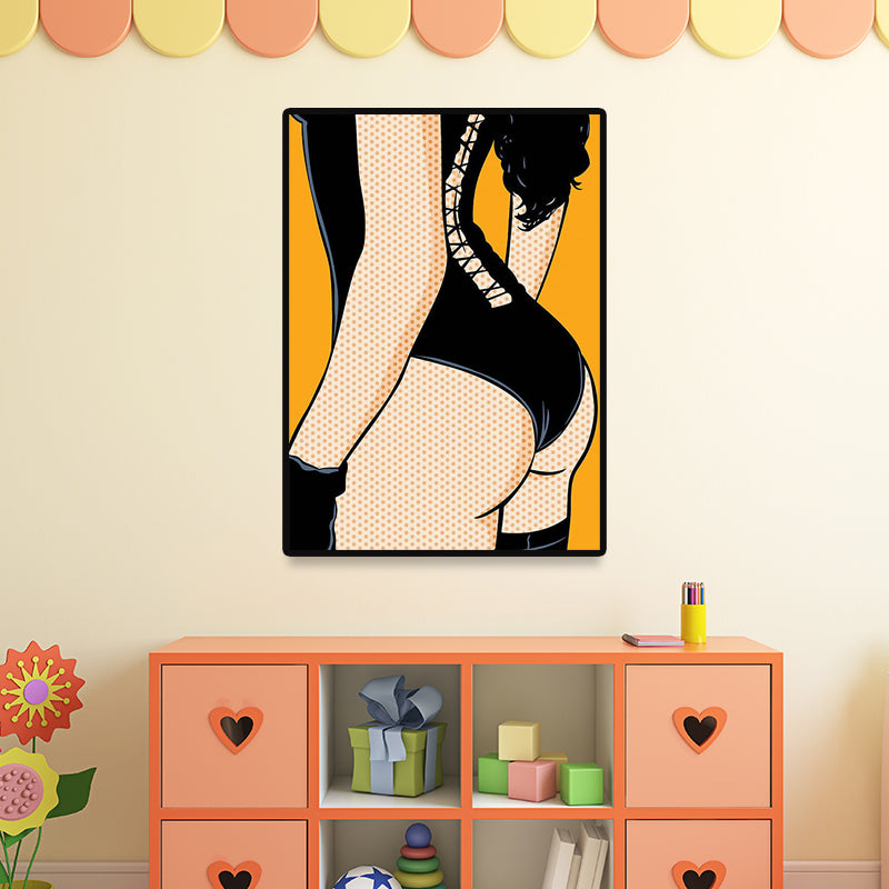 Contemporary Lady Wall Art for Parlor Canvas in Light Color, Multiple Size Available Black Clearhalo 'Art Gallery' 'Canvas Art' 'Contemporary Art Gallery' 'Modern' Arts' 1695717