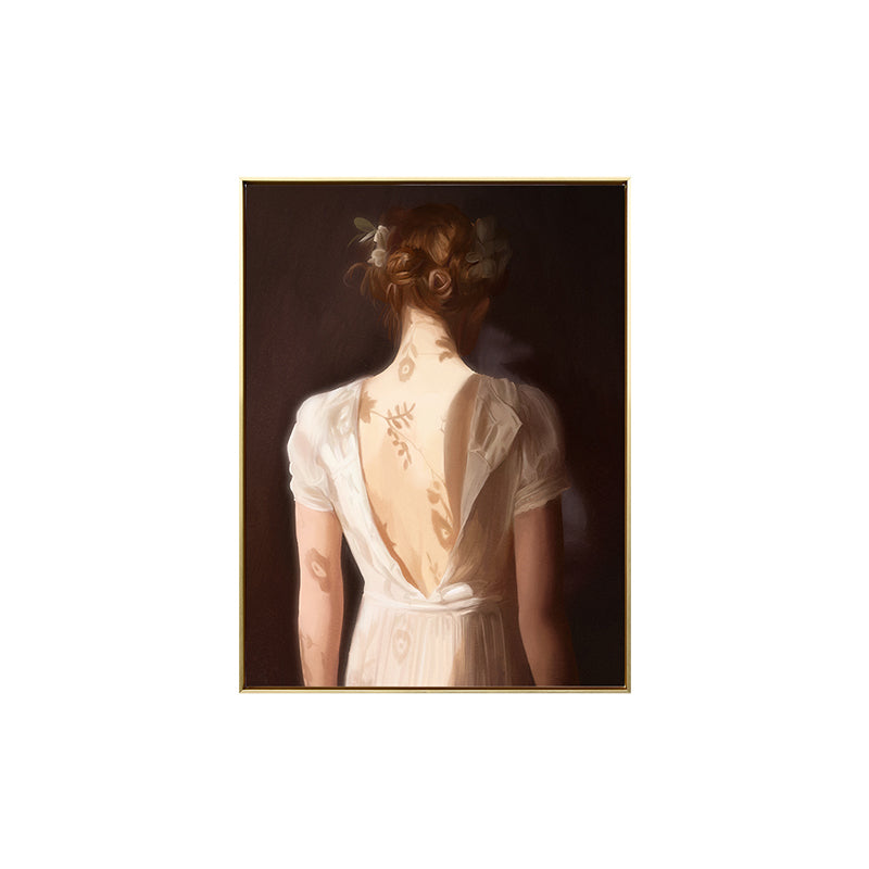 Traditional Figure Print Wall Art Yellow-Brown Sunlight on Girls Back Painting for Room Clearhalo 'Art Gallery' 'Canvas Art' 'Traditional' Arts' 1695731