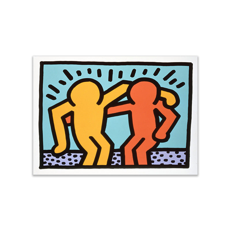 Minimalist Stick Figure Canvas Art Light Color Hobby Wall Decor for Sitting Room Clearhalo 'Art Gallery' 'Canvas Art' 'Contemporary Art Gallery' 'Modern' Arts' 1695745