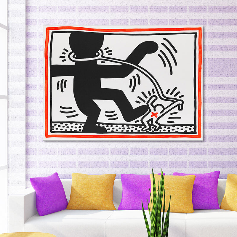 Minimalist Stick Figure Canvas Art Light Color Hobby Wall Decor for Sitting Room Black Clearhalo 'Art Gallery' 'Canvas Art' 'Contemporary Art Gallery' 'Modern' Arts' 1695749