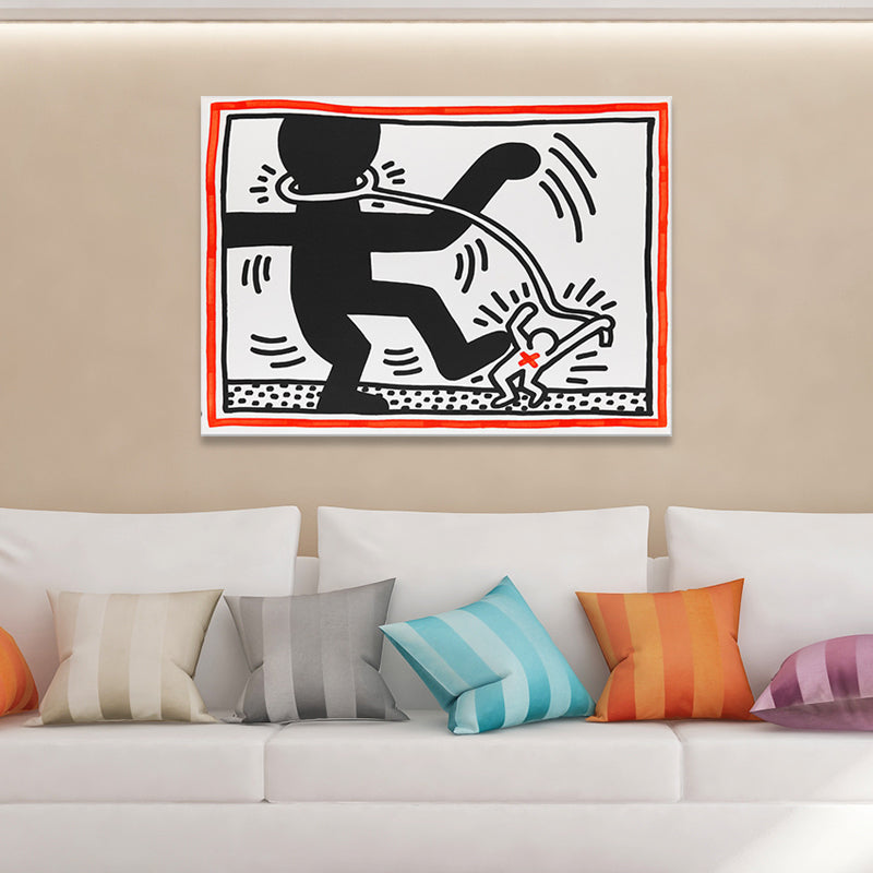 Minimalist Stick Figure Canvas Art Light Color Hobby Wall Decor for Sitting Room Clearhalo 'Art Gallery' 'Canvas Art' 'Contemporary Art Gallery' 'Modern' Arts' 1695751