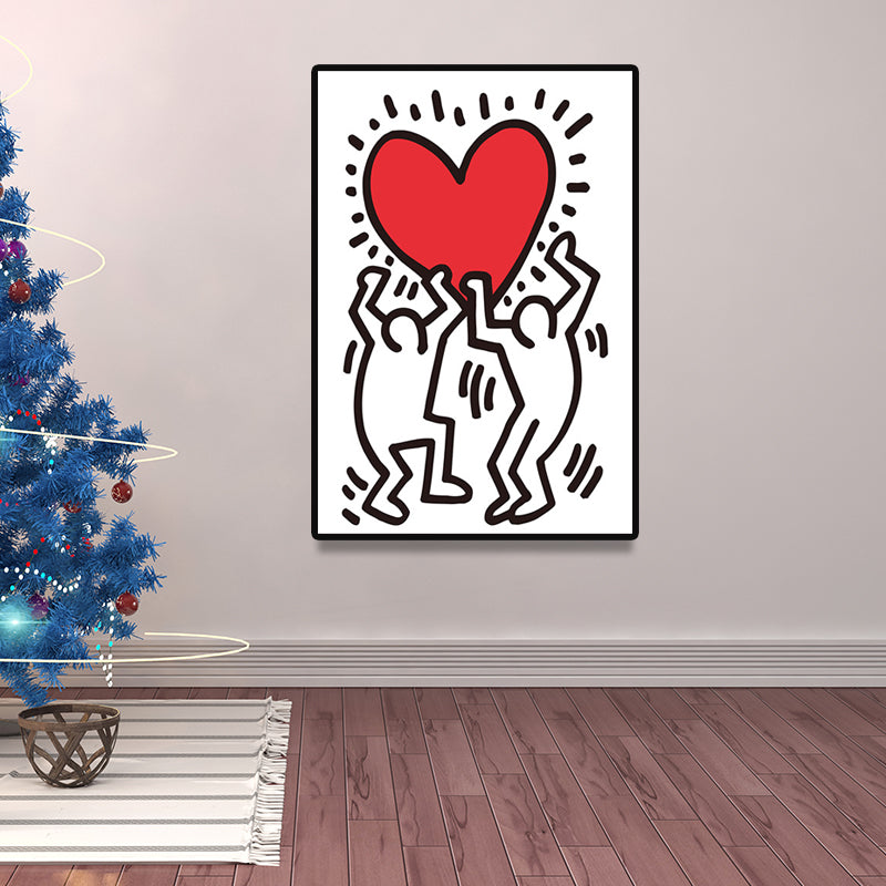 Minimalist Stick Figure Canvas Art Light Color Hobby Wall Decor for Sitting Room White Clearhalo 'Art Gallery' 'Canvas Art' 'Contemporary Art Gallery' 'Modern' Arts' 1695756