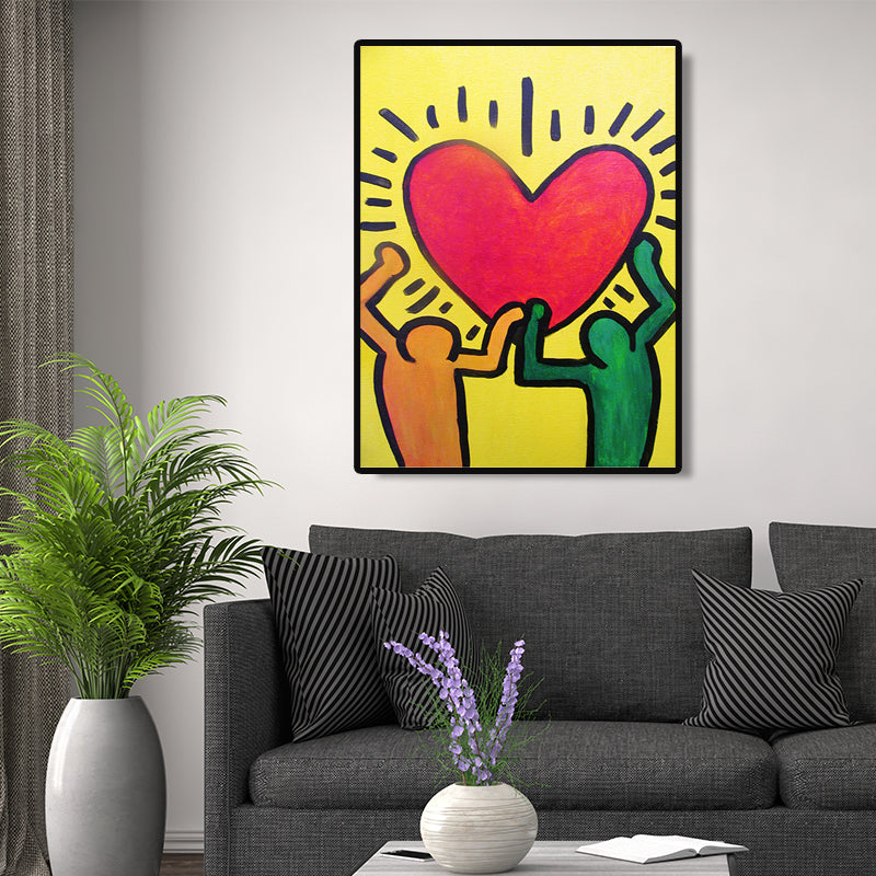 Minimalist Stick Figure Canvas Art Light Color Hobby Wall Decor for Sitting Room Red Clearhalo 'Art Gallery' 'Canvas Art' 'Contemporary Art Gallery' 'Modern' Arts' 1695760