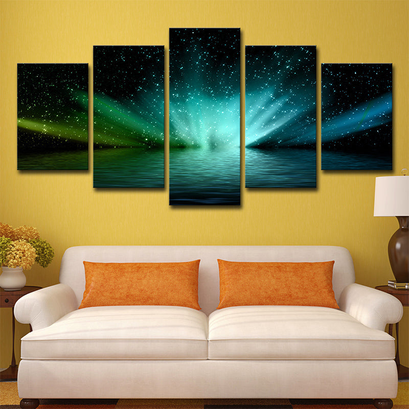 Luminous Lake Starry Night Canvas Print Multi-Piece Modern Living Room Wall Art Clearhalo 'Art Gallery' 'Canvas Art' 'Contemporary Art Gallery' 'Modern' Arts' 1695779