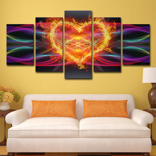 Modern Musical Heart Beat Canvas Print Yellow Multi-Piece Wall Art Decor for Home Yellow Clearhalo 'Art Gallery' 'Canvas Art' 'Contemporary Art Gallery' 'Modern' Arts' 1695791