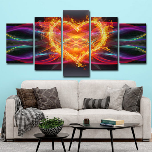 Modern Musical Heart Beat Canvas Print Yellow Multi-Piece Wall Art Decor for Home Clearhalo 'Art Gallery' 'Canvas Art' 'Contemporary Art Gallery' 'Modern' Arts' 1695792