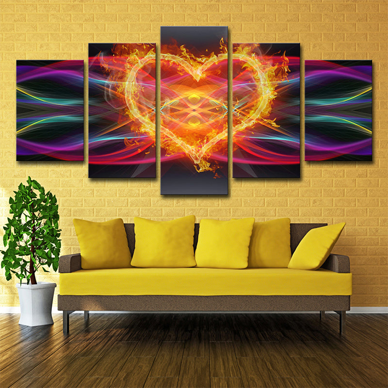 Modern Musical Heart Beat Canvas Print Yellow Multi-Piece Wall Art Decor for Home Clearhalo 'Art Gallery' 'Canvas Art' 'Contemporary Art Gallery' 'Modern' Arts' 1695793