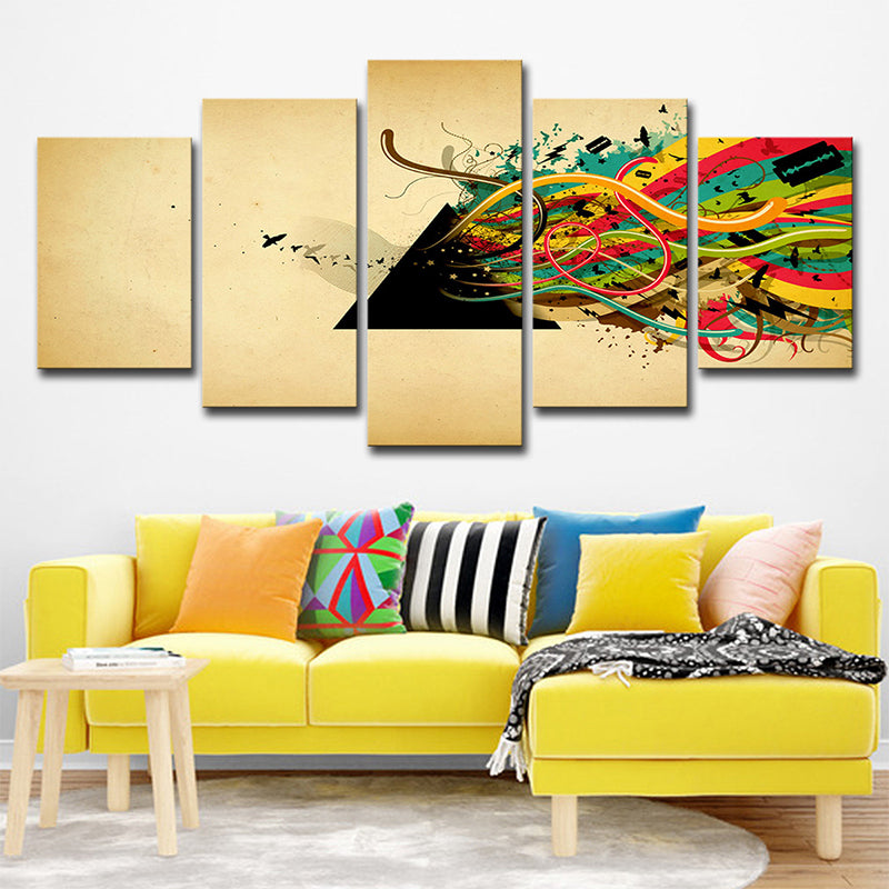 Canvas Yellow Art Print Modern Musical Note Wall Decor for Girls Room, Multi-Piece Clearhalo 'Art Gallery' 'Canvas Art' 'Contemporary Art Gallery' 'Modern' Arts' 1695799