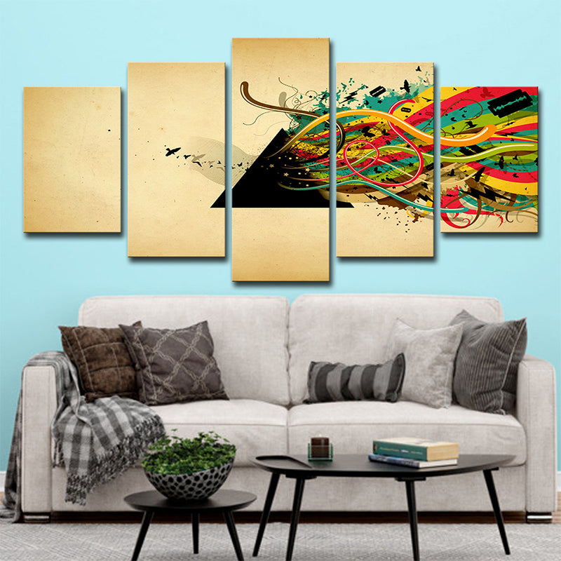 Canvas Yellow Art Print Modern Musical Note Wall Decor for Girls Room, Multi-Piece Clearhalo 'Art Gallery' 'Canvas Art' 'Contemporary Art Gallery' 'Modern' Arts' 1695800