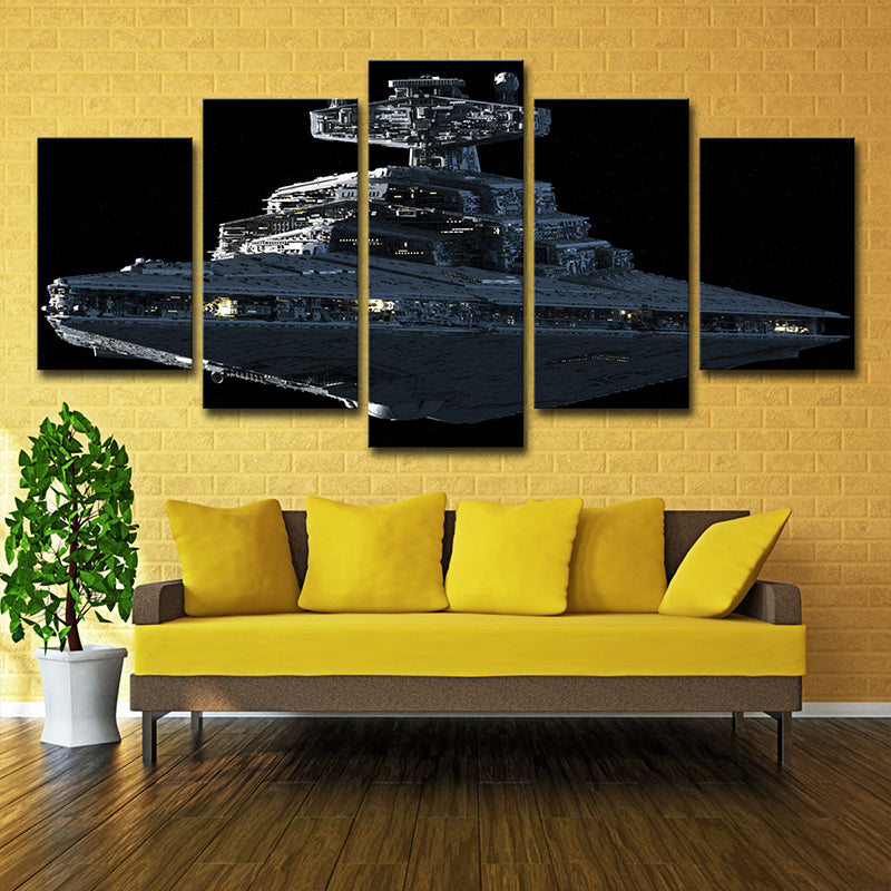 Star War Fighter Plane Canvas Science Fiction Multi-Piece Wall Art in Black Clearhalo 'Art Gallery' 'Canvas Art' 'Kids' Arts' 1695827