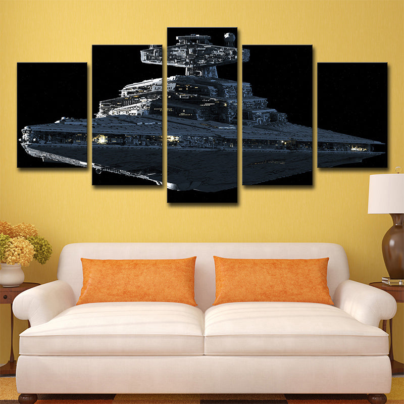 Star War Fighter Plane Canvas Science Fiction Multi-Piece Wall Art in Black Clearhalo 'Art Gallery' 'Canvas Art' 'Kids' Arts' 1695828