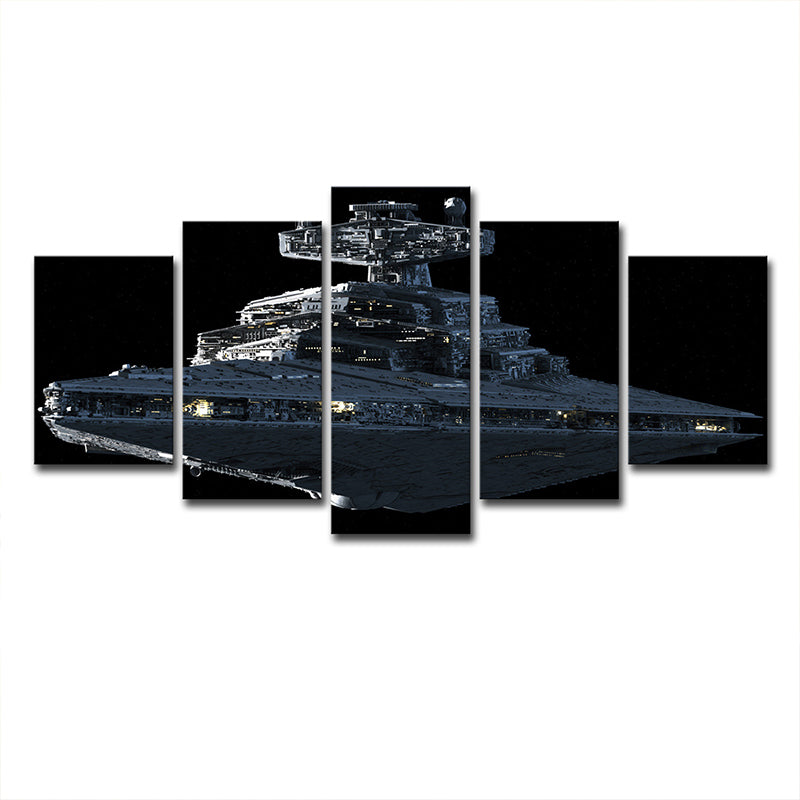 Star War Fighter Plane Canvas Science Fiction Multi-Piece Wall Art in Black Clearhalo 'Art Gallery' 'Canvas Art' 'Kids' Arts' 1695829