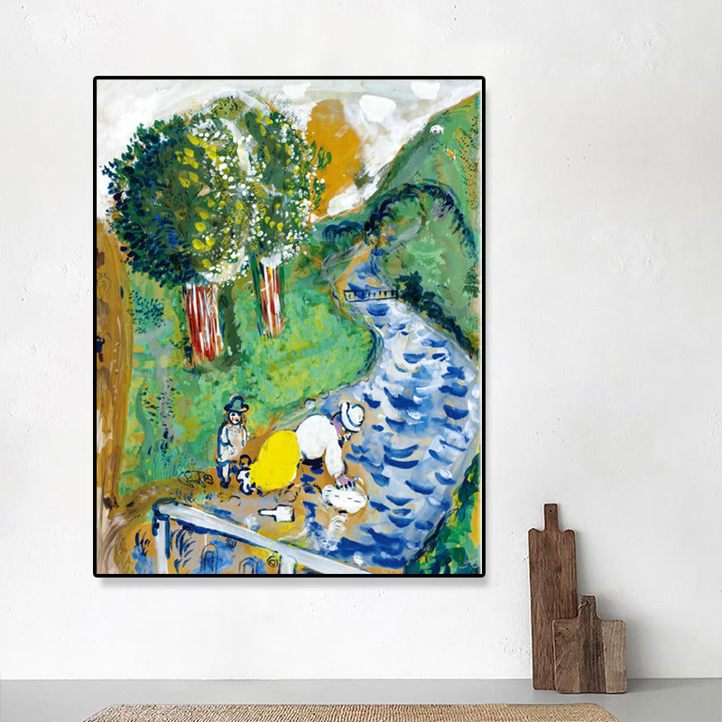 River and Mountain Canvas Art Vintage Living Room Wall Decor in Green, Multiple Size Options Clearhalo 'Art Gallery' 'Canvas Art' 'Country Art Gallery' 'French Country' 'Rustic' Arts' 1695835