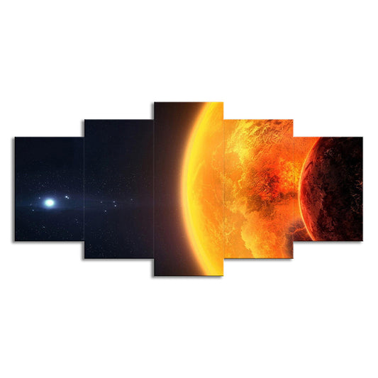 Sun Space Wall Art Print Science Fiction Resplendent Solar View Wall Decor in Orange Clearhalo 'Art Gallery' 'Canvas Art' 'Kids' Arts' 1695896