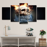 Grey Flames and Skull Canvas Print Multi-Piece Wall Art Decor for House Interior Clearhalo 'Art Gallery' 'Canvas Art' 'Kids' Arts' 1695909