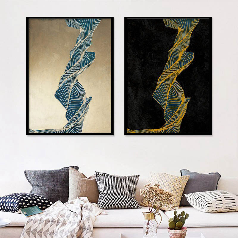 Dark Color Twisted Canvas Art Abstract Minimalism Home Wall Decor, Multiple Sizes Clearhalo 'Arts' 'Canvas Art' 1695953