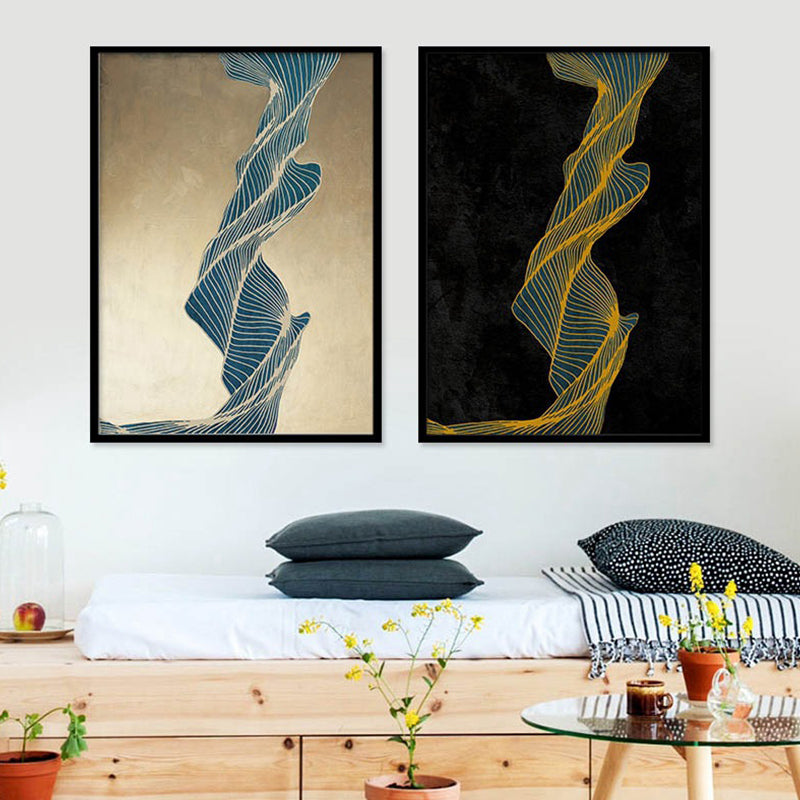 Dark Color Twisted Canvas Art Abstract Minimalism Home Wall Decor, Multiple Sizes Clearhalo 'Arts' 'Canvas Art' 1695954