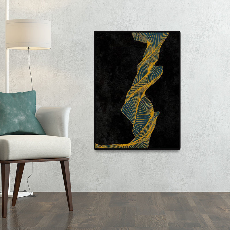 Dark Color Twisted Canvas Art Abstract Minimalism Home Wall Decor, Multiple Sizes Yellow Clearhalo 'Arts' 'Canvas Art' 1695955