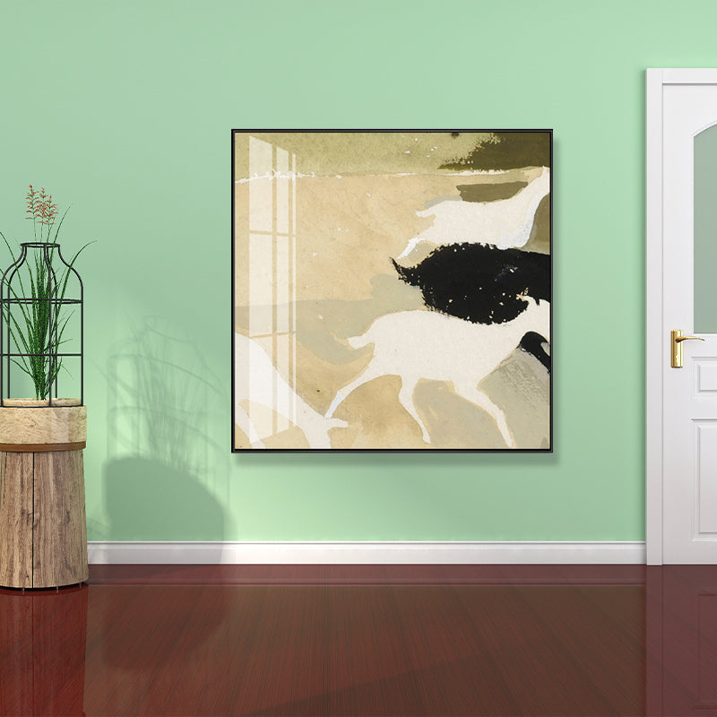 Contemporary Deer Herd Painting Animals Beige Wall Art, Multiple Sizes Available Beige Clearhalo 'Art Gallery' 'Canvas Art' 'Contemporary Art Gallery' 'Modern' Arts' 1695964