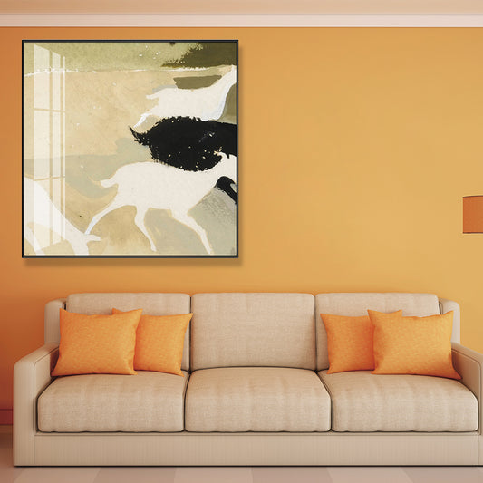 Contemporary Deer Herd Painting Animals Beige Wall Art, Multiple Sizes Available Clearhalo 'Art Gallery' 'Canvas Art' 'Contemporary Art Gallery' 'Modern' Arts' 1695966