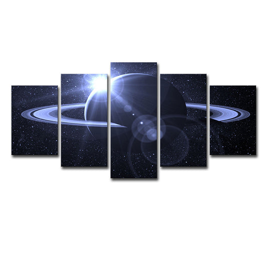 Dark Blue Fictional Wall Art Decor Digital Print Ringed Planet Canvas for Living Room Clearhalo 'Art Gallery' 'Canvas Art' 'Kids' Arts' 1695981