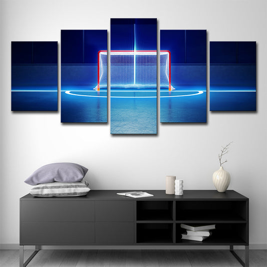 Modern Basketball Court Canvas Print in Blue Boys Bedroom Wall Art Decor, Multi-Piece Clearhalo 'Art Gallery' 'Canvas Art' 'Contemporary Art Gallery' 'Modern' Arts' 1696001