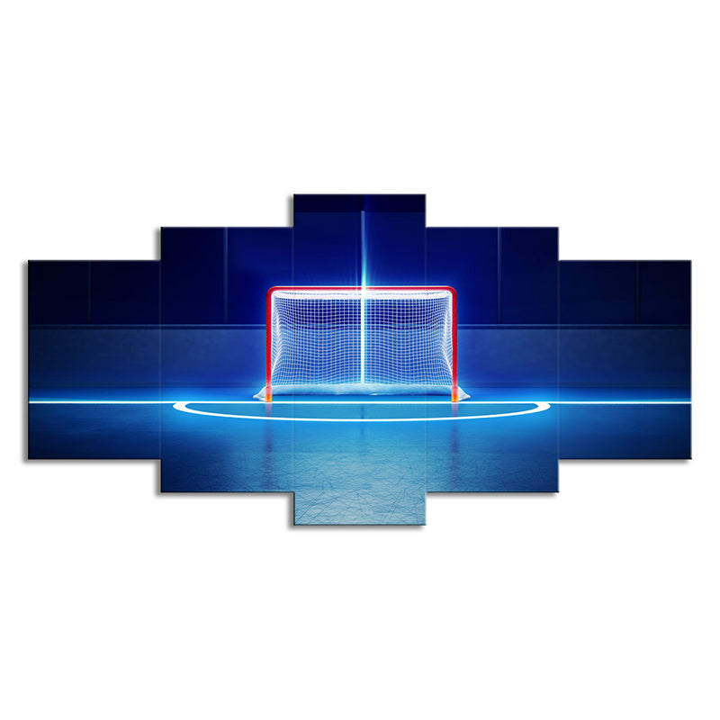 Modern Basketball Court Canvas Print in Blue Boys Bedroom Wall Art Decor, Multi-Piece Clearhalo 'Art Gallery' 'Canvas Art' 'Contemporary Art Gallery' 'Modern' Arts' 1696002