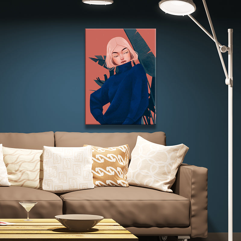 Canvas Decorative Wall Decor Victorian Girl Art Print in Light Color for Bedroom Clearhalo 'Arts' 'Canvas Art' 1696007