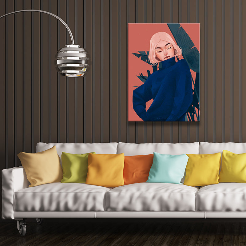 Canvas Decorative Wall Decor Victorian Girl Art Print in Light Color for Bedroom Clearhalo 'Arts' 'Canvas Art' 1696008