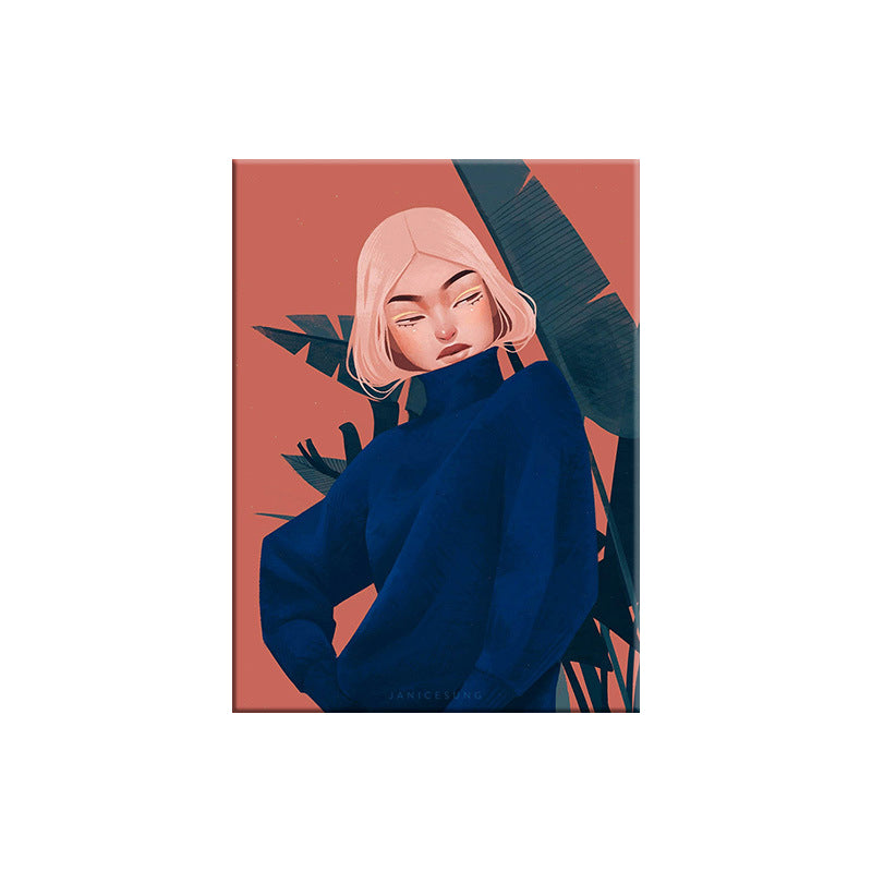 Canvas Decorative Wall Decor Victorian Girl Art Print in Light Color for Bedroom Clearhalo 'Arts' 'Canvas Art' 1696009