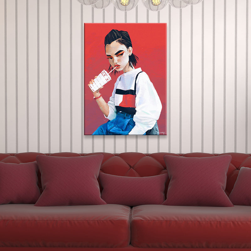 Canvas Decorative Wall Decor Victorian Girl Art Print in Light Color for Bedroom Clearhalo 'Arts' 'Canvas Art' 1696014