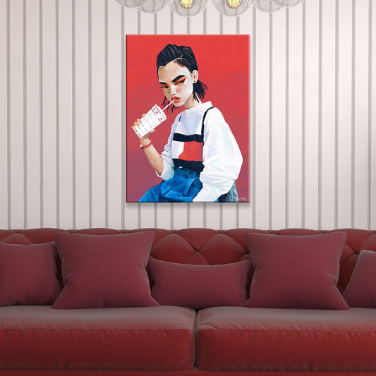 Canvas Decorative Wall Decor Victorian Girl Art Print in Light Color for Bedroom Clearhalo 'Arts' 'Canvas Art' 1696014