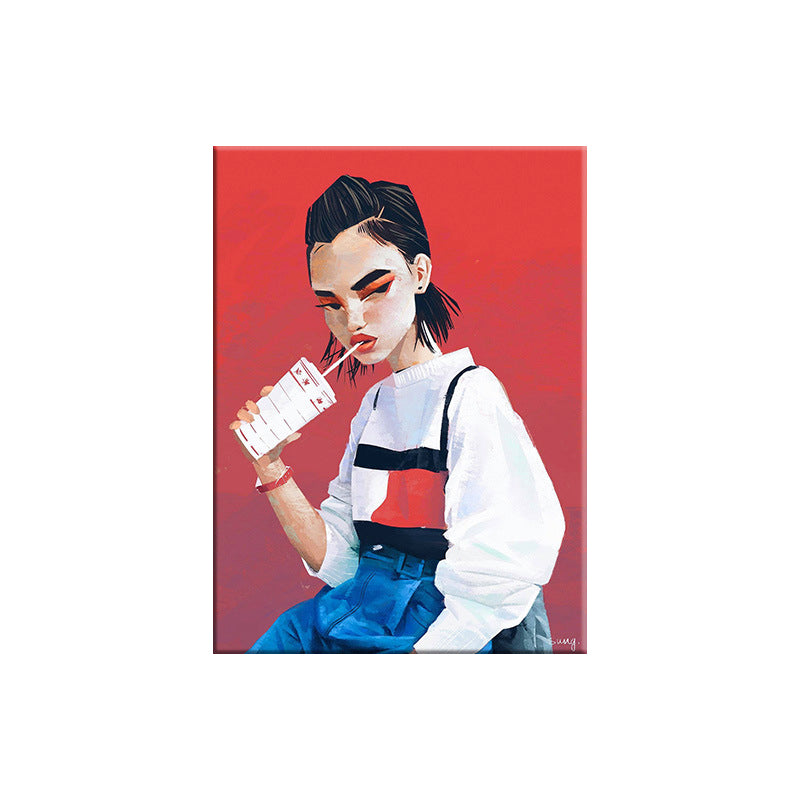 Canvas Decorative Wall Decor Victorian Girl Art Print in Light Color for Bedroom Clearhalo 'Arts' 'Canvas Art' 1696016